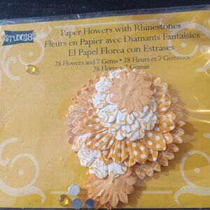 FREE w/$15+ purchase  Paper Flowers 25 with Rhinestones (5) from 2012 "